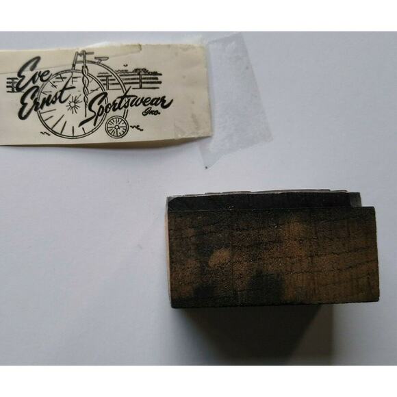 Eve Ernst Sportswear High-Wheel Bicycle Printers Block Stamp Atlantic City NJ - Picture 4 of 6